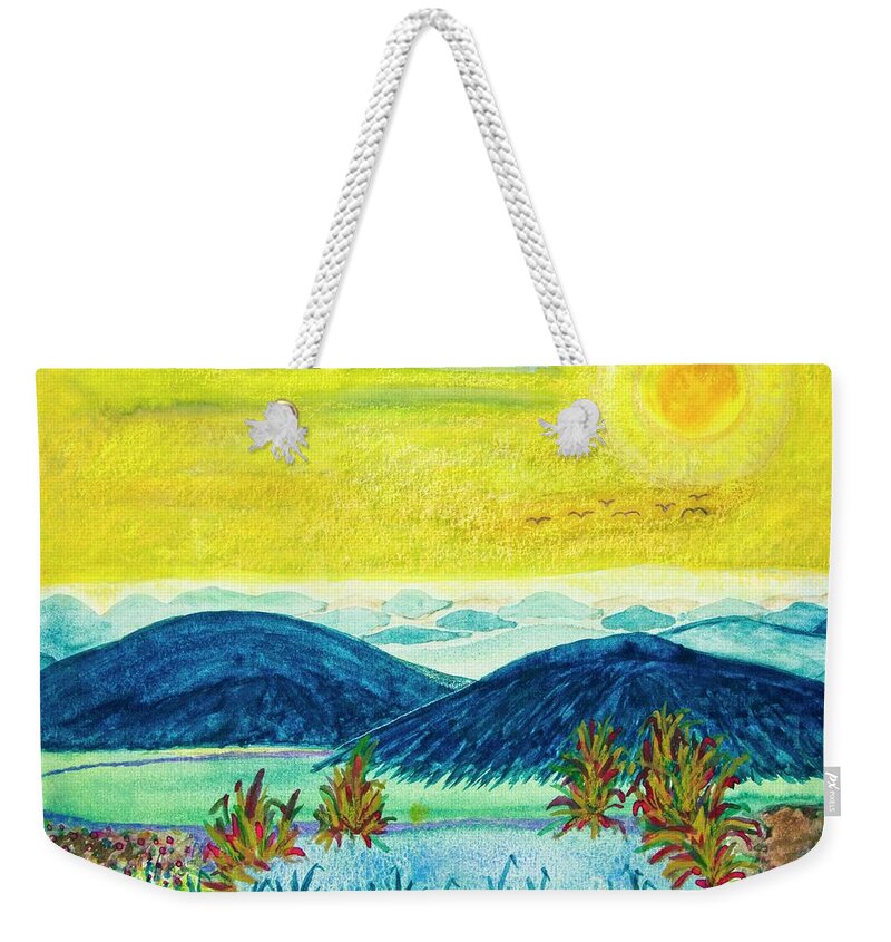 Peace Weekender Tote Bag featuring the painting Peace At Day's End by Karen Nice-Webb
