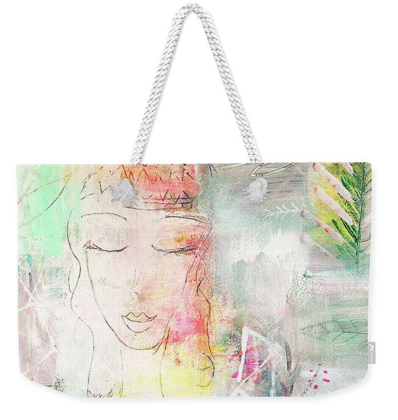 Peace Weekender Tote Bag featuring the mixed media Peace by Claudia Schoen