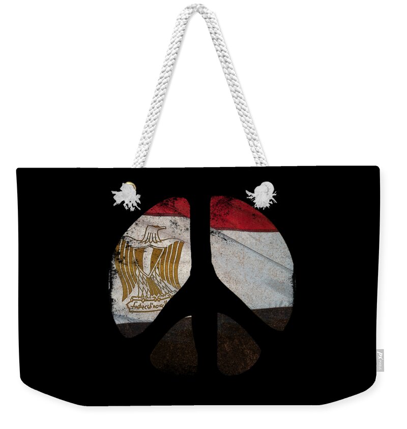 Funny Weekender Tote Bag featuring the digital art Peace Egypt Retro by Flippin Sweet Gear