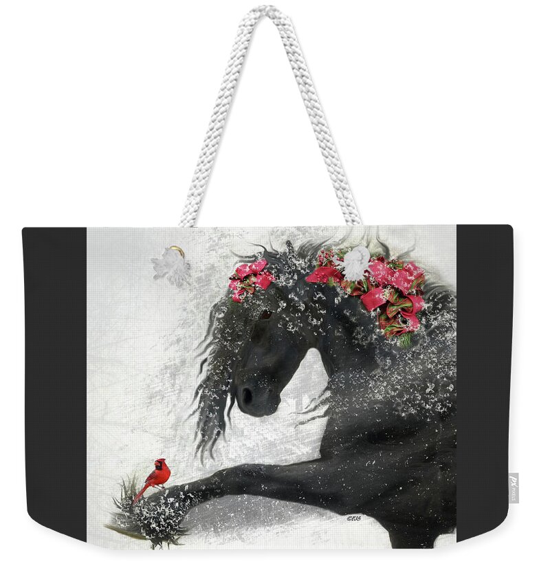 Friesian Holiday Weekender Tote Bag featuring the digital art Peace on Earth FJS by Fran J Scott