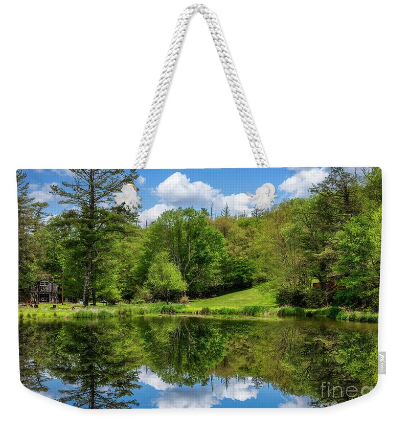 Lake Weekender Tote Bag featuring the photograph Peaceful Lake at Banner Elk by Shelia Hunt