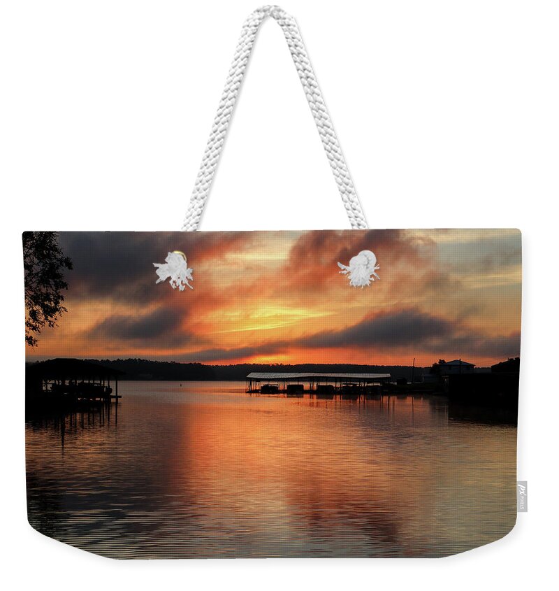 Lake Weekender Tote Bag featuring the photograph Peach Smokes Anyone? by Ed Williams