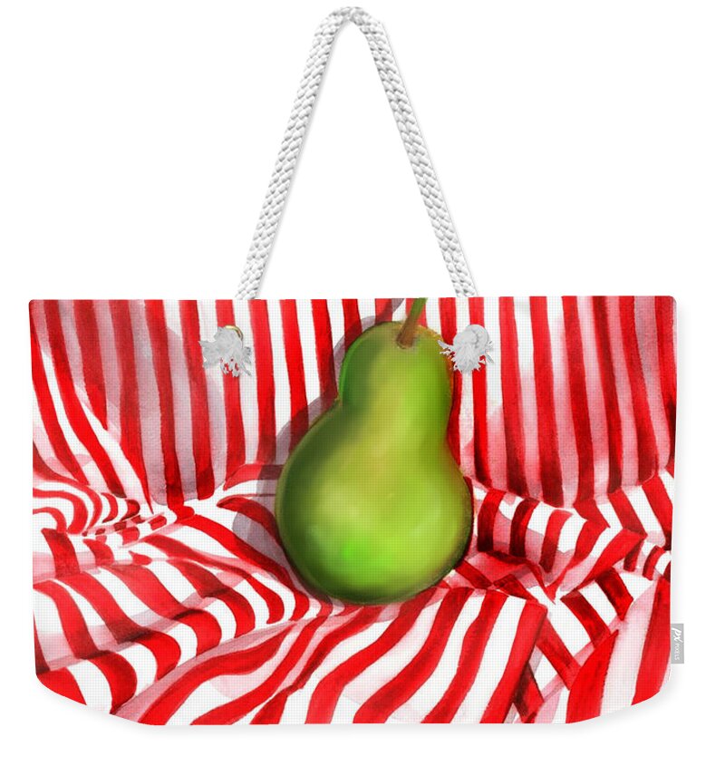 Pear Weekender Tote Bag featuring the mixed media Pear-2 by Seema Z