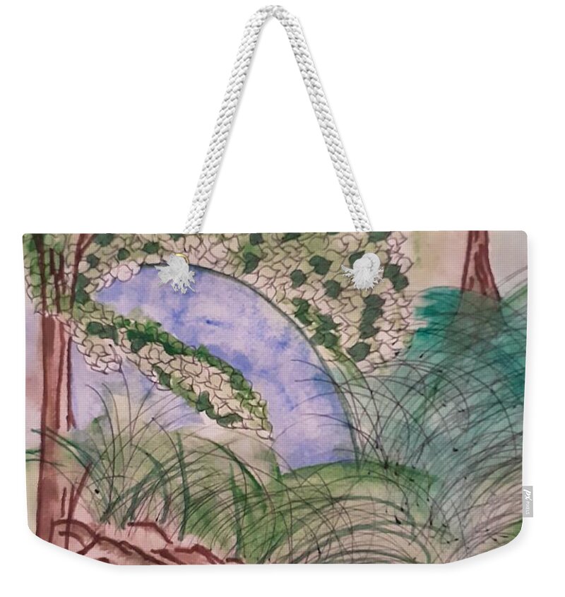 Creek Weekender Tote Bag featuring the painting Pebble Creek by Tina Marie Gill