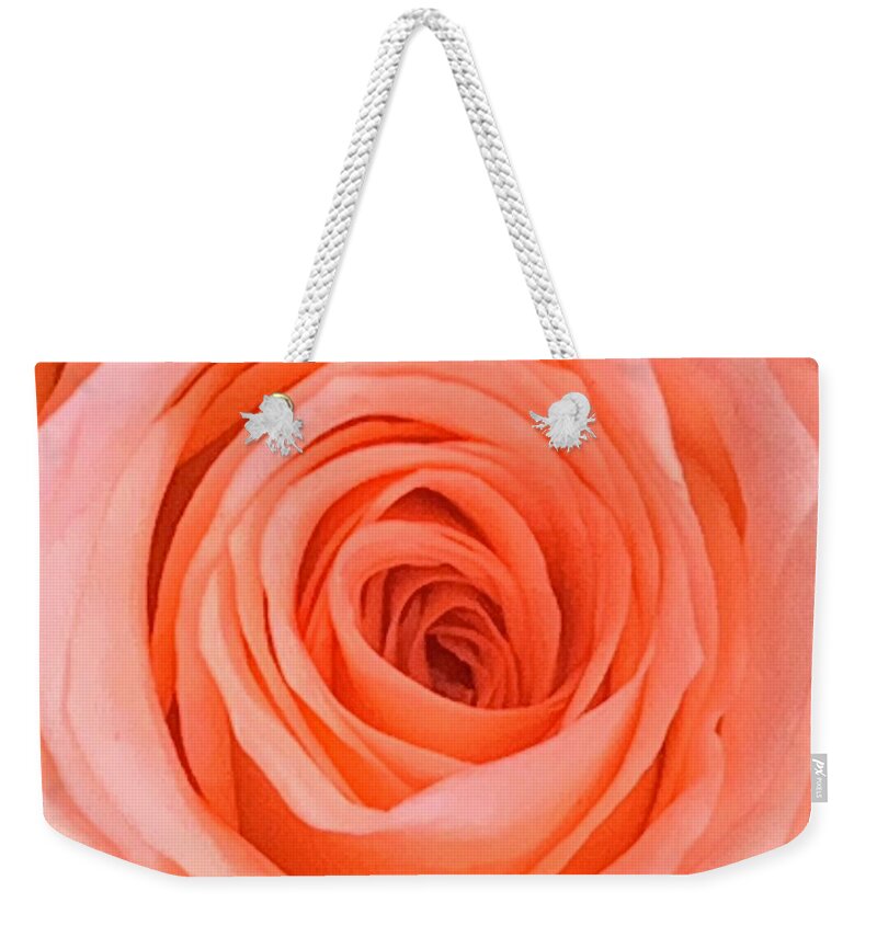 Peach Weekender Tote Bag featuring the digital art Peche d'ete by Tiesa Wesen