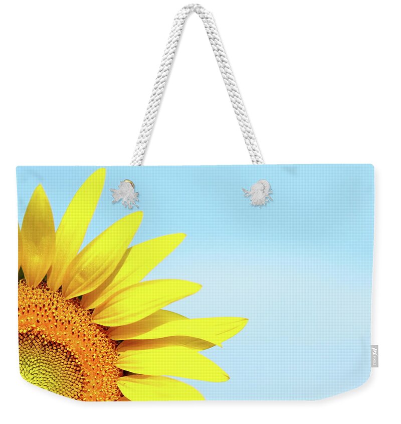 Sunflower Weekender Tote Bag featuring the photograph Peek by Lens Art Photography By Larry Trager
