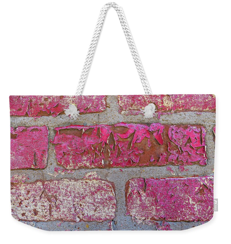 Peeling Paint Red Bricks Wilmington Weekender Tote Bag featuring the photograph Peeling paint in Wilmington, Illinois by David Morehead