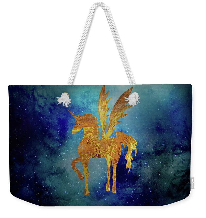 Pegasus Weekender Tote Bag featuring the digital art Pegasus in Space by Sambel Pedes