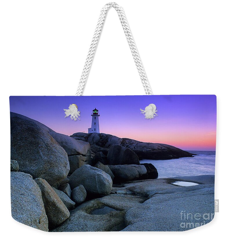 Peggy's Cove Weekender Tote Bag featuring the photograph Peggy's Cove Lighthouse by Bob Christopher