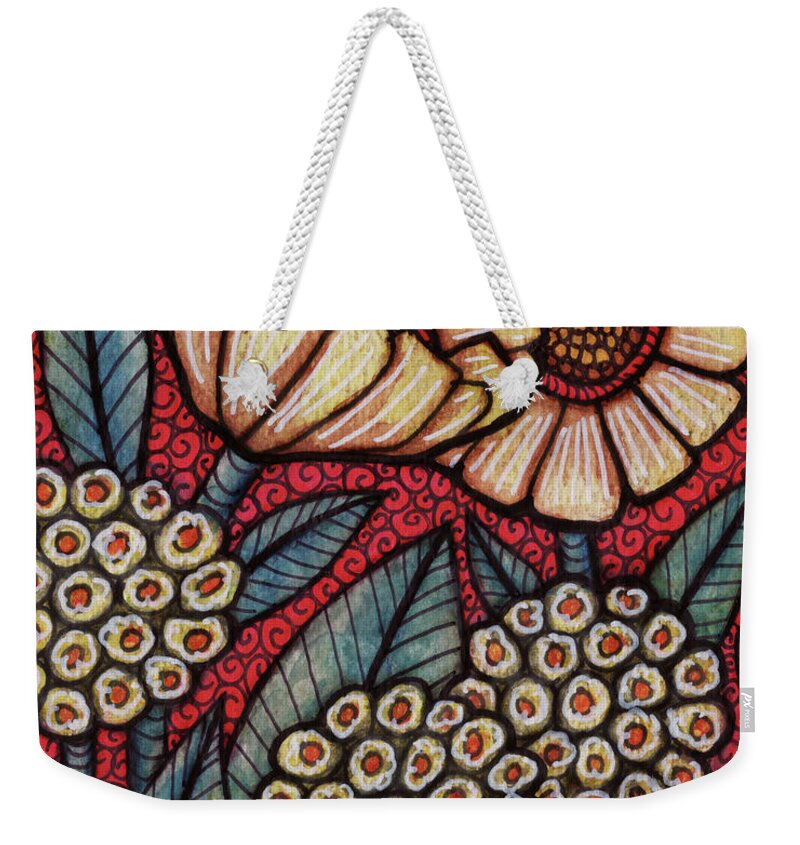 Floral Weekender Tote Bag featuring the painting Pen and Ink Watercolor Floral 11 by Amy E Fraser