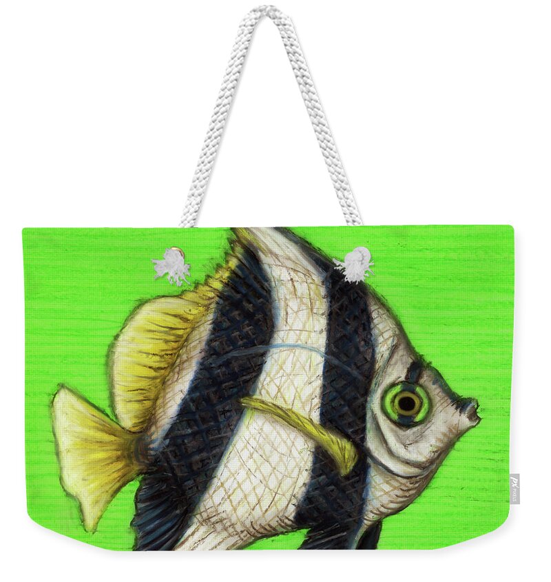 Tropical Fish Weekender Tote Bag featuring the painting Pennant Coralfish by Amy E Fraser