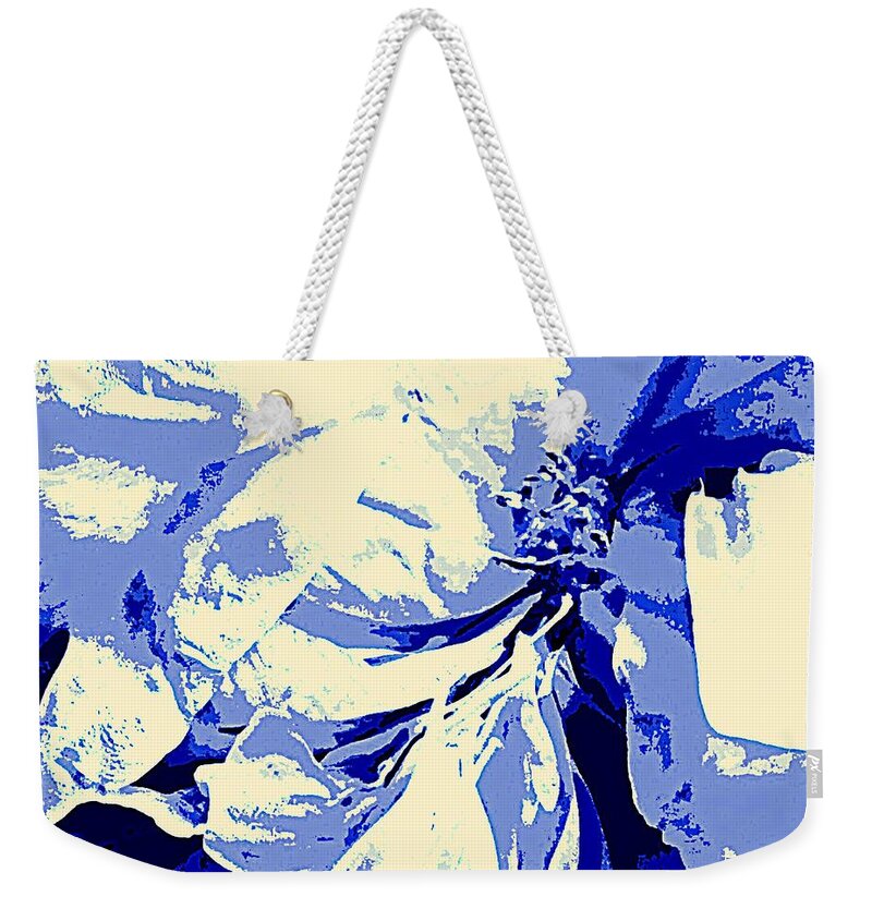 Peony Weekender Tote Bag featuring the photograph Peony Blue Moderne by VIVA Anderson