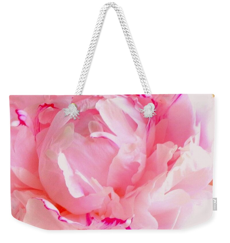 Precious Peony Weekender Tote Bag featuring the photograph Peony Precious Pink by VIVA Anderson