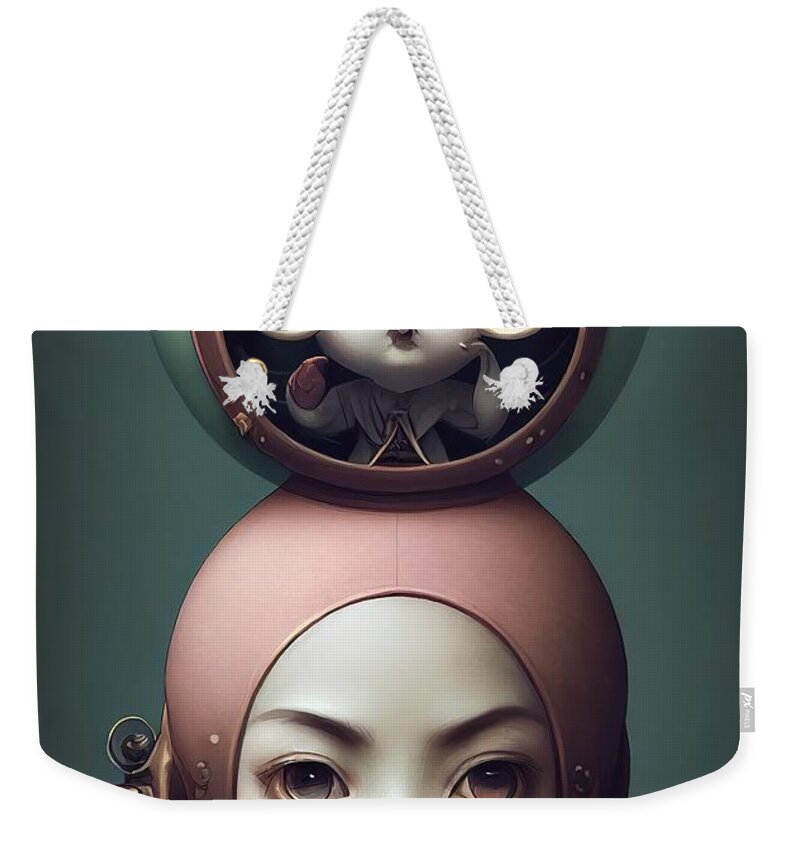 Girl Weekender Tote Bag featuring the digital art Pet by Nickleen Mosher