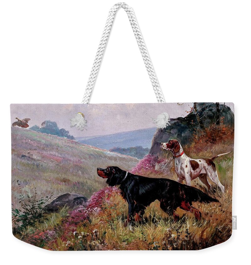 Oil On Canvas Weekender Tote Bag featuring the digital art PETIT Setter by Celestial Images