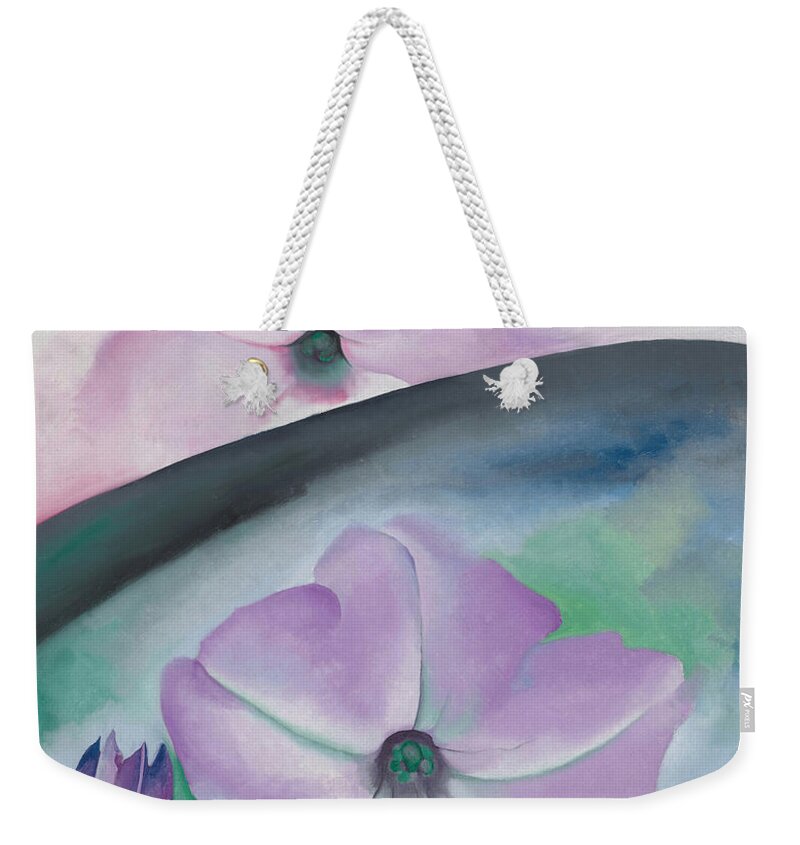 Georgia O'keeffe Weekender Tote Bag featuring the painting Petunia no 2. - Modernist pink flower painting by Georgia O'Keeffe