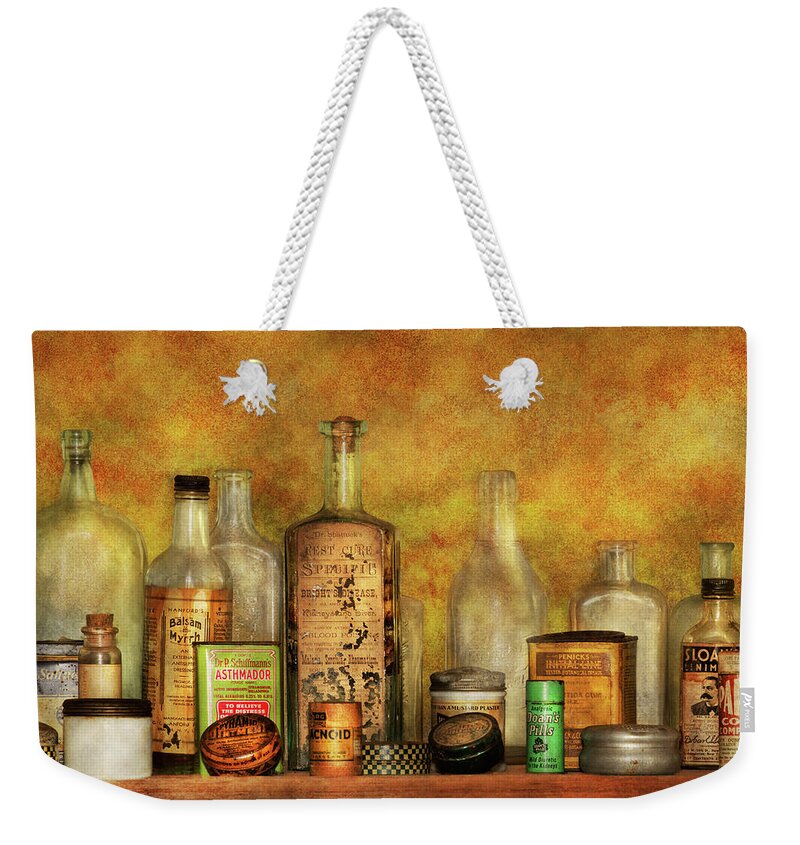 Pharmacist Weekender Tote Bag featuring the photograph Pharmacy - Diuretics and Blood Cures by Mike Savad