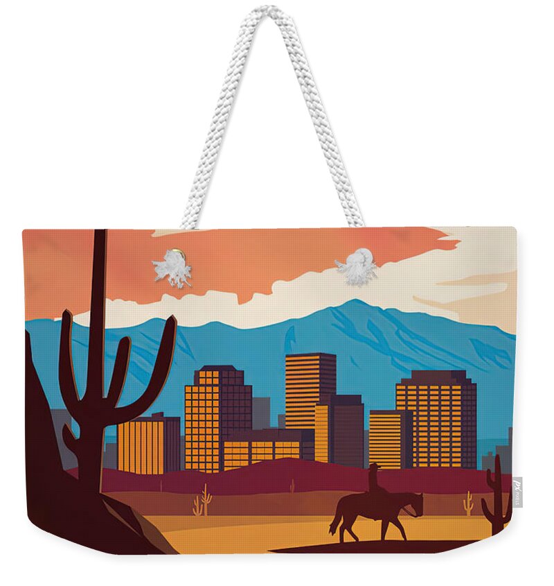 Phoenix Weekender Tote Bag featuring the photograph Phoenix Arizona Vintage Travel Poster by Carlos Diaz