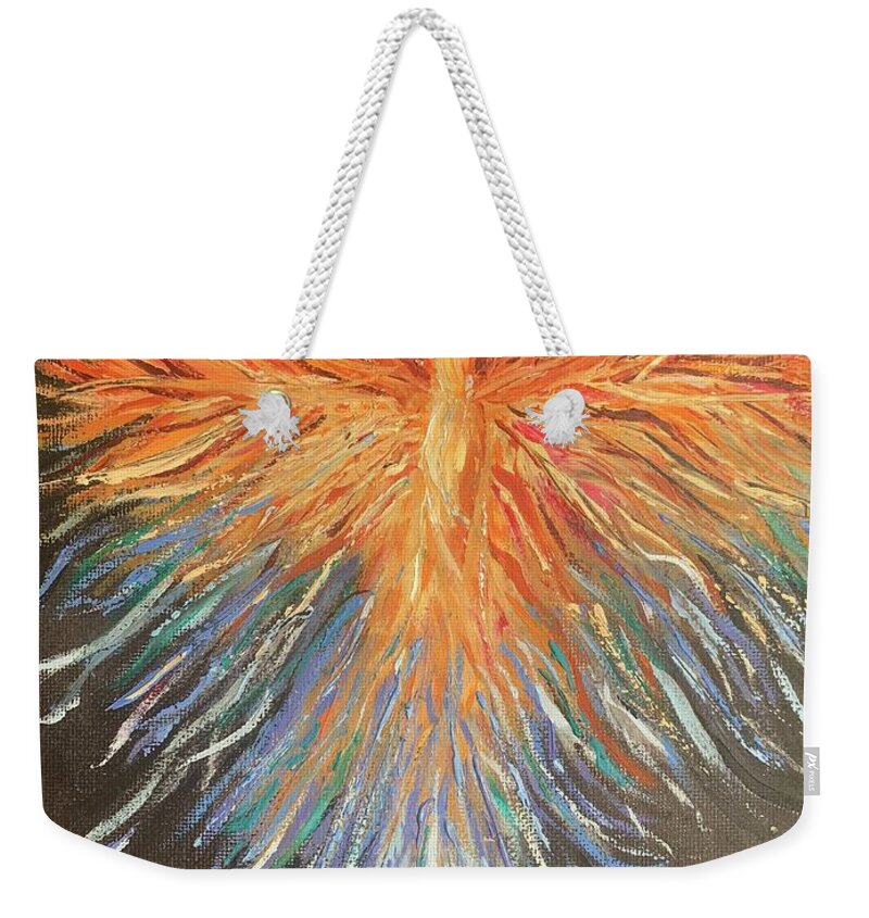 Phoenix Weekender Tote Bag featuring the painting Phoenix Rising by Lisa White