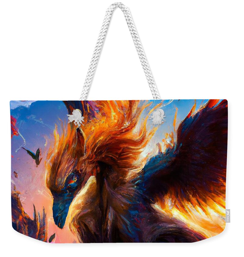 Digital Weekender Tote Bag featuring the digital art Phoenix The Vicious by Beverly Read