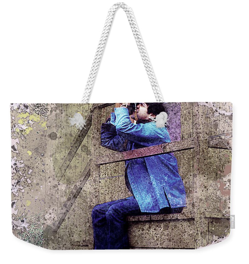 Sitting Weekender Tote Bag featuring the digital art Photographer by Anthony Ellis
