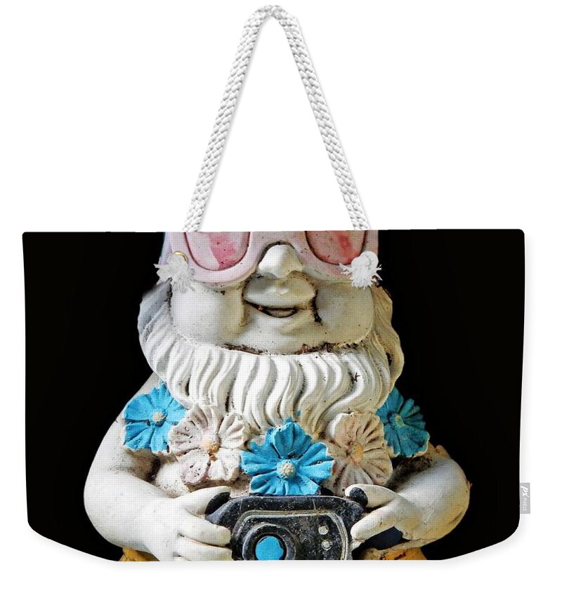 Photo Weekender Tote Bag featuring the photograph Photographer Gnome by Andrew Lawrence