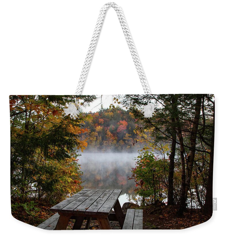 Mirror Lake Weekender Tote Bag featuring the photograph Picnic with a view of Mirror Lake Colors by Jeff Folger