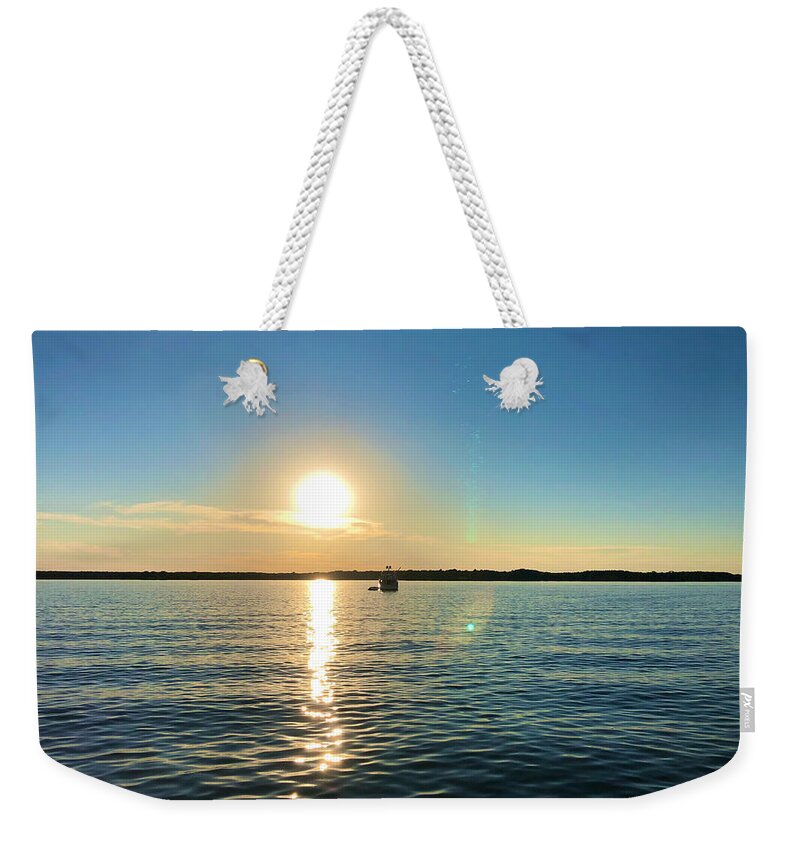 Water Weekender Tote Bag featuring the photograph Pier Street Marina by Chris Montcalmo