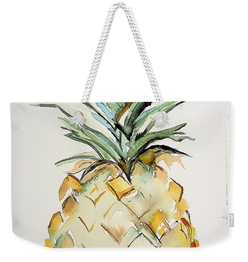 Pineapple Weekender Tote Bag featuring the painting Pineapple by Valerie Shaffer
