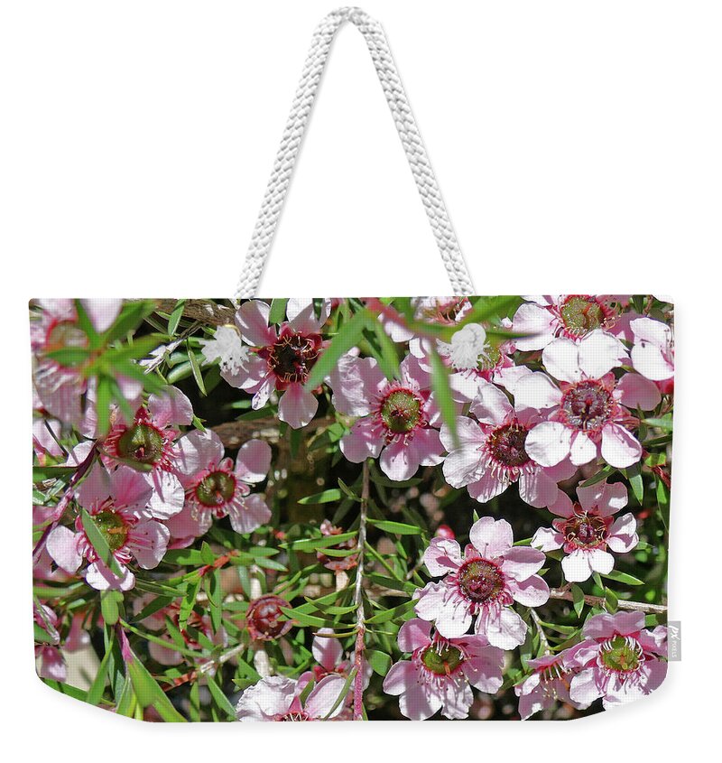 Flowers Weekender Tote Bag featuring the photograph Pink Abundance by Maryse Jansen
