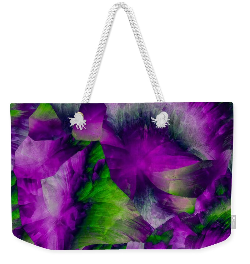 Chemistry Weekender Tote Bag featuring the photograph Pink and green crystals by Jaroslaw Blaminsky