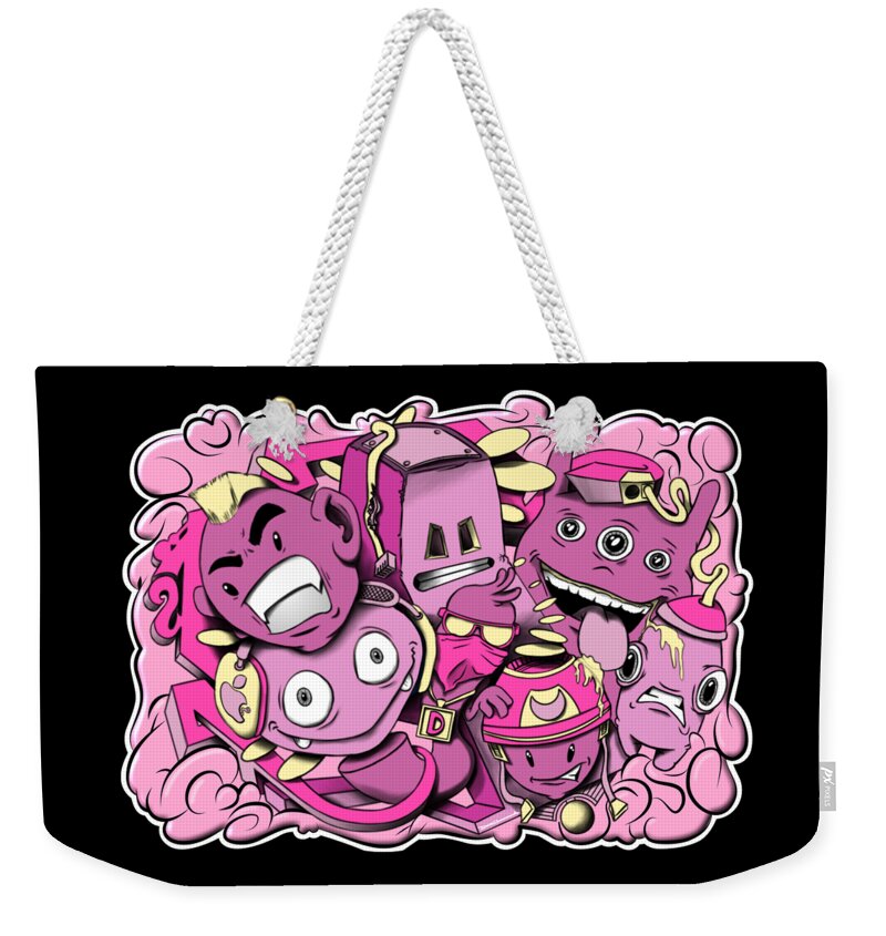 Pink and yellow graffiti cartoon characters Weekender Tote Bag by Donald  Lawrence - Fine Art America