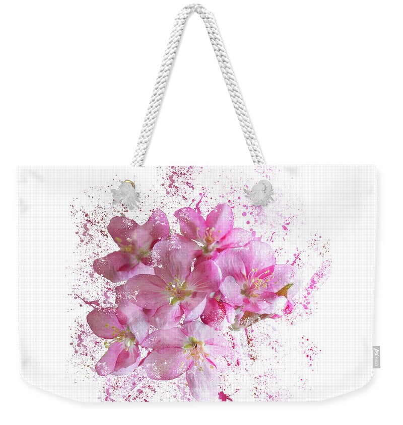Easter Weekender Tote Bag featuring the mixed media Pink Blossoms by Moira Law