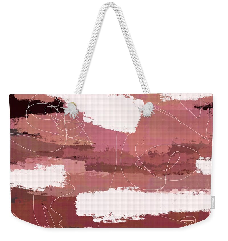 Nude Weekender Tote Bag featuring the digital art Pink Clouds by Amber Lasche