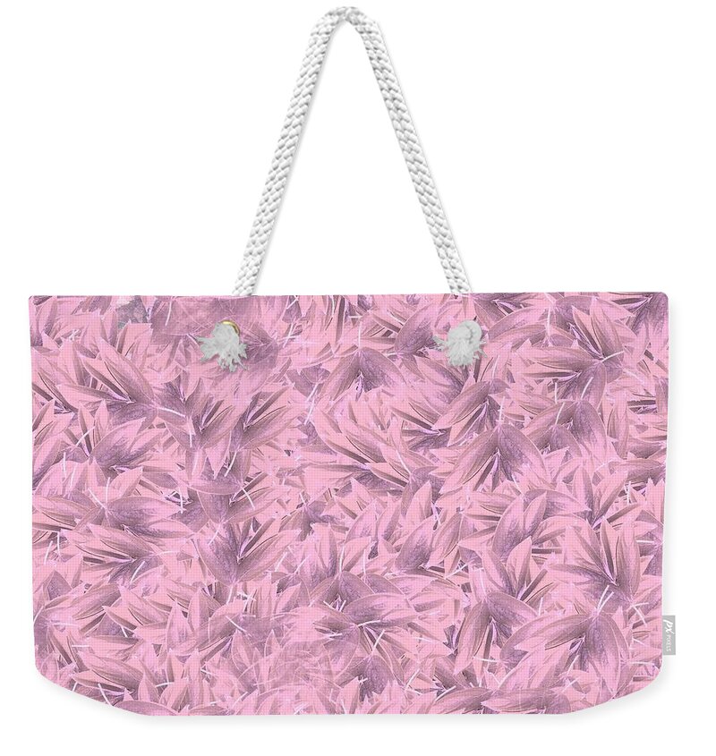 Pink Weekender Tote Bag featuring the digital art Pink First Dawn Leaves by Delynn Addams