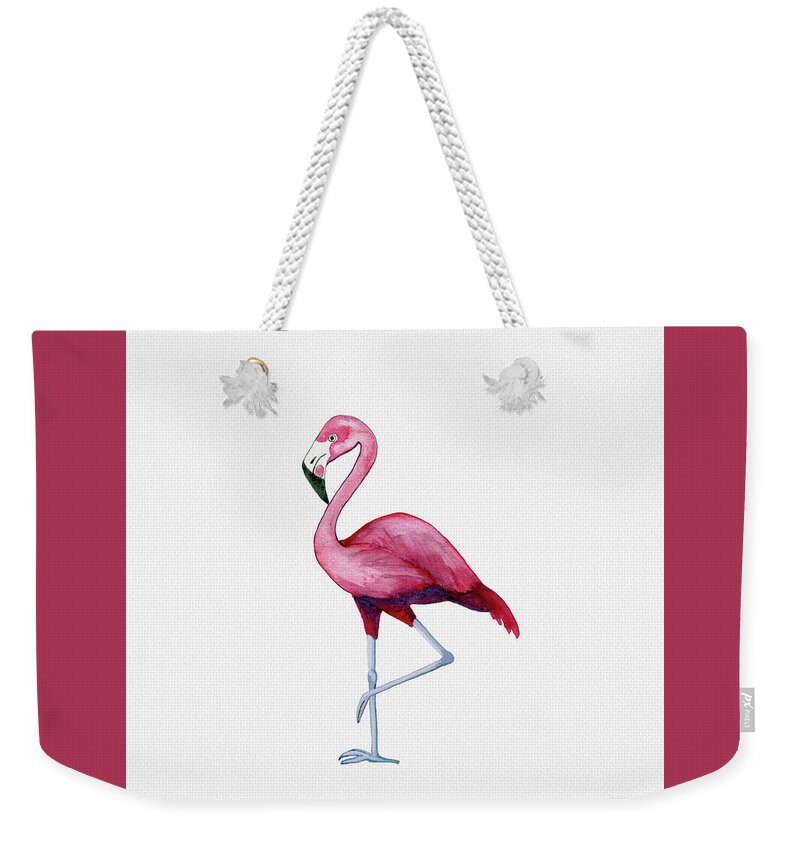 Flamingo Weekender Tote Bag featuring the painting Pink Flamingo by Michele Fritz