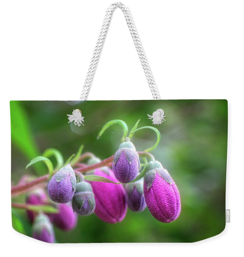 Pink Floral Macro Weekender Tote Bag featuring the photograph Pink floral Macro by Lilia D