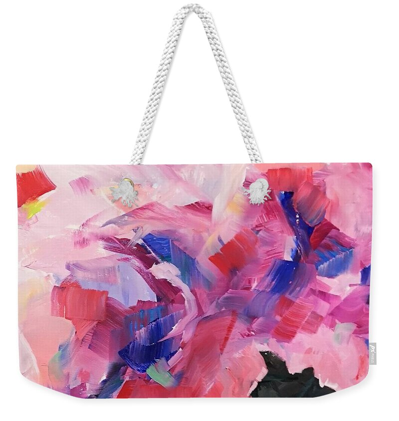 Flowers Weekender Tote Bag featuring the painting Pink Flowers by Sheila Romard