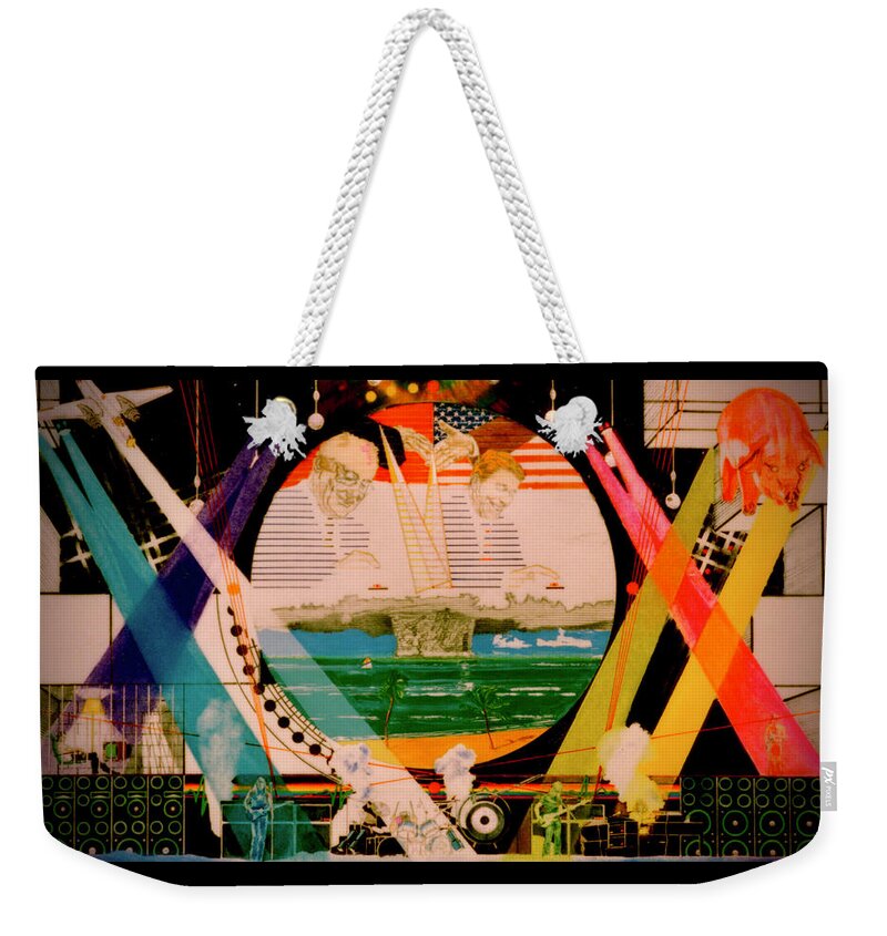 Colored Pencil Weekender Tote Bag featuring the drawing Pink Floyd Live 2 - detail by Sean Connolly