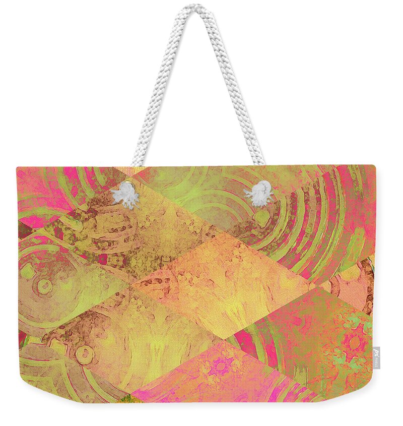 Pattern Weekender Tote Bag featuring the digital art Pink Patch by Krista Droop