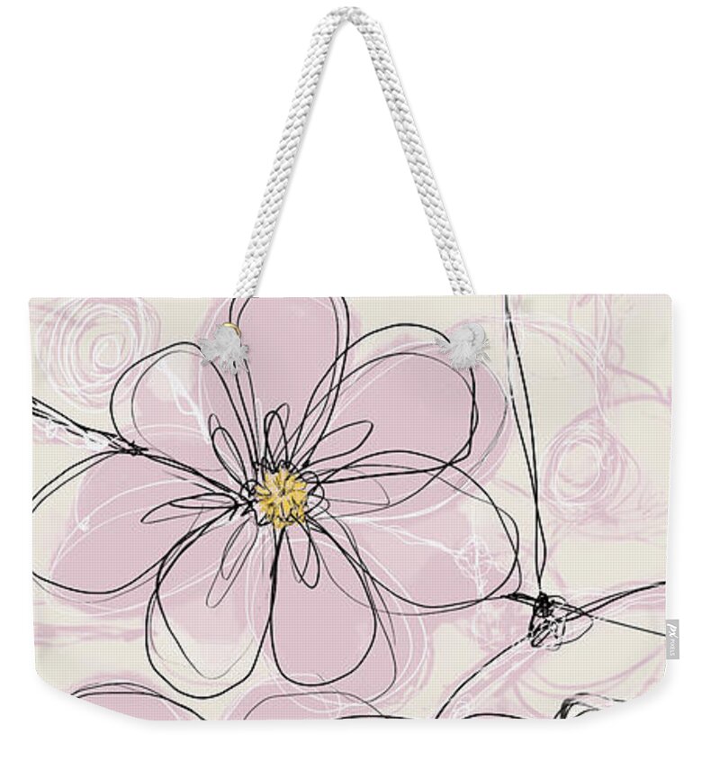 Pink Abstract Flowers Weekender Tote Bag featuring the drawing Pink Petals Abstract Drawing by Patricia Awapara