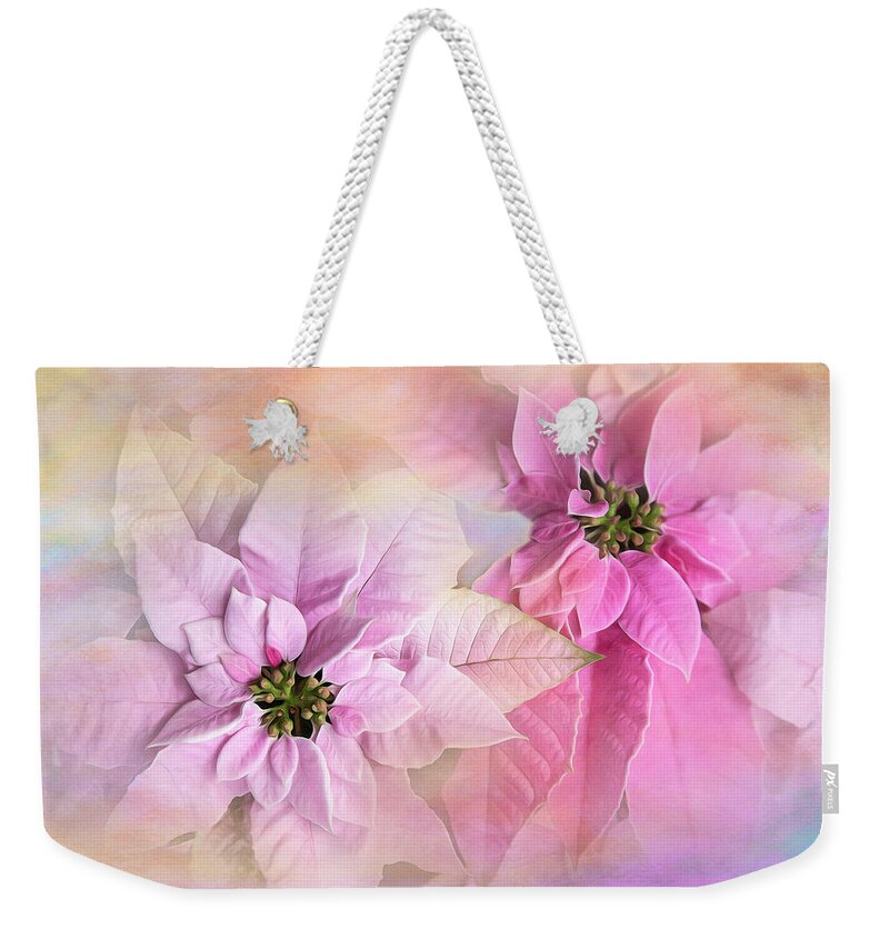 Poinsettia Weekender Tote Bag featuring the photograph Pink Poinsettias by Theresa Tahara