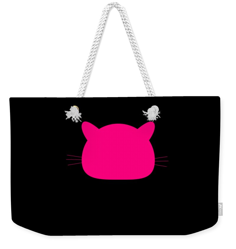Funny Weekender Tote Bag featuring the digital art Pink Pussy Cat Pusshyhat by Flippin Sweet Gear