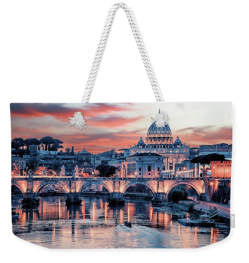 Above Weekender Tote Bag featuring the photograph Pink Rome by Manjik Pictures