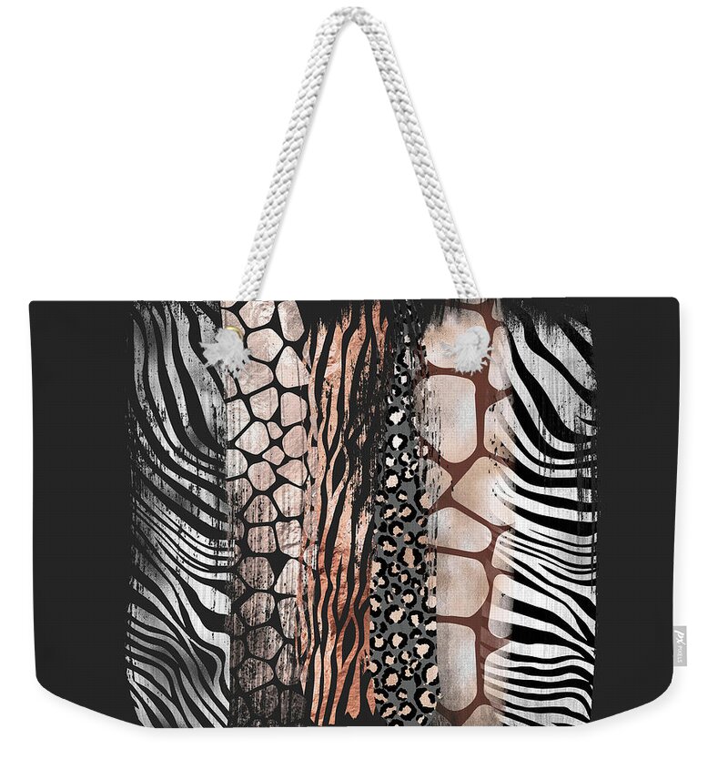 Pink Weekender Tote Bag featuring the photograph Pink Safari Animals Vertical Paint by Carrie Ann Grippo-Pike