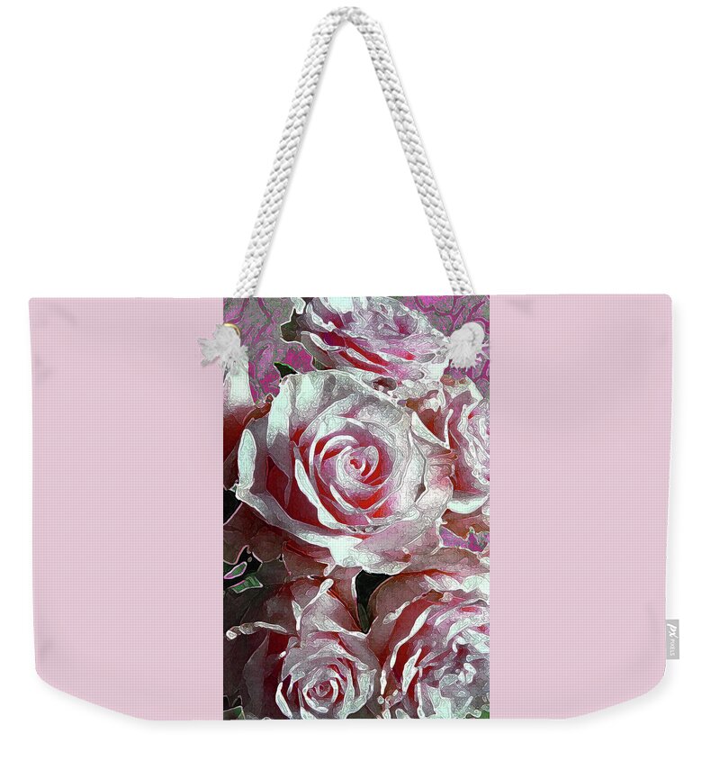 Rose Weekender Tote Bag featuring the photograph Pink White Rose Bouquet by Corinne Carroll