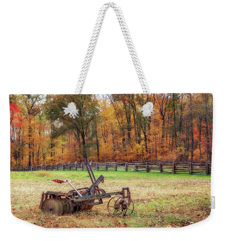 Farm Weekender Tote Bag featuring the photograph Pioneer Farming - Lincoln Boyhood Home by Susan Rissi Tregoning