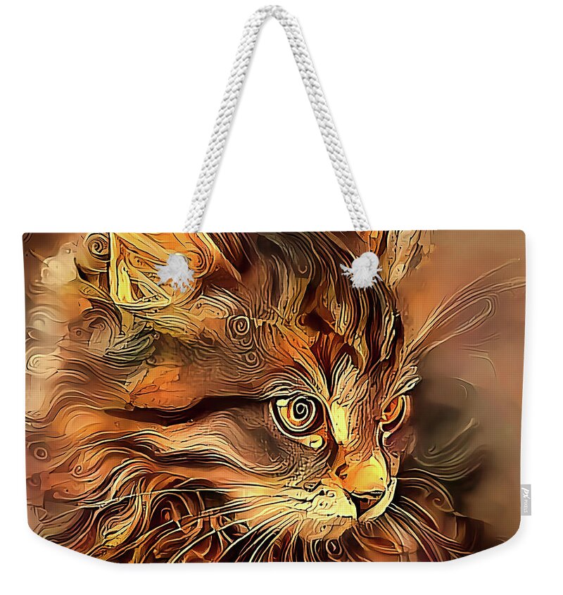 Cat Weekender Tote Bag featuring the photograph Pixie The Brown Tabby Cat by HH Photography of Florida