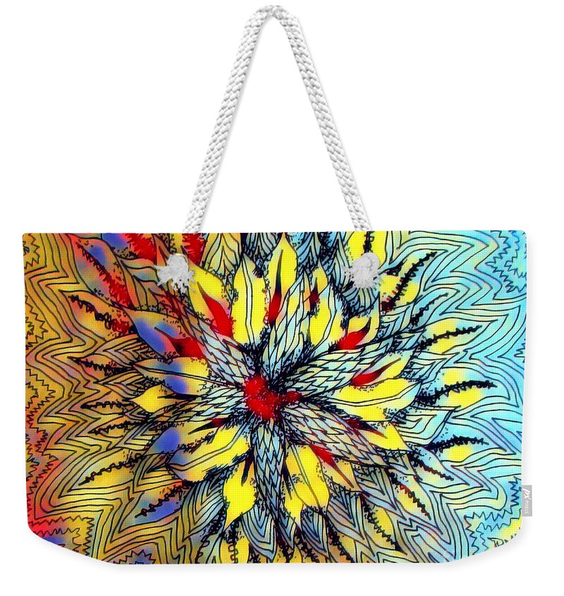 Abstract Pattern Pillow Cushion Mask Fun Weekender Tote Bag featuring the digital art Pizazz by Bradley Boug