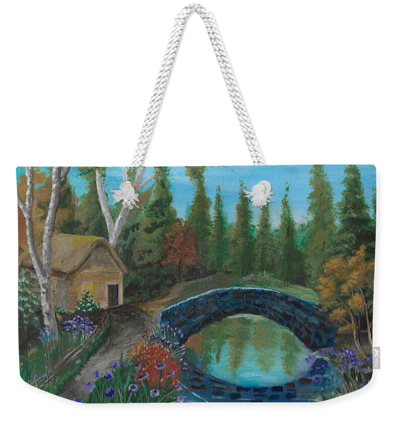 Woods Weekender Tote Bag featuring the painting Place in the woods by David Bigelow